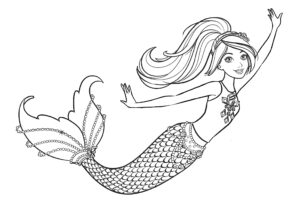 Realistic mermaid coloring pages